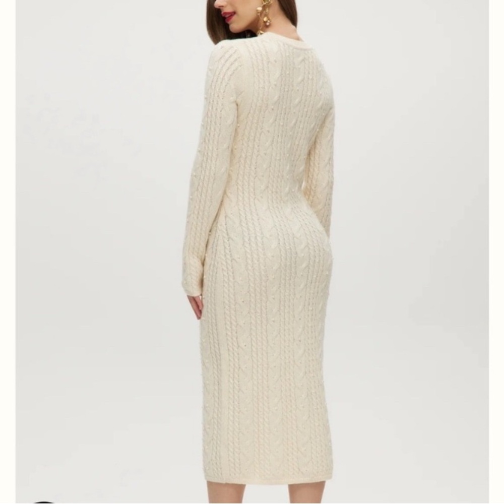 House of Harlow 1960 X Revolve Cable Knit Pearl Midi Dress XS holiday party